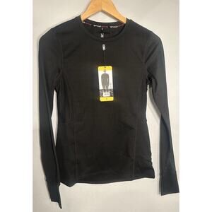 Spyder Active Womens Crewneck Active Top NWT Black, Small Ribbed Side Panels